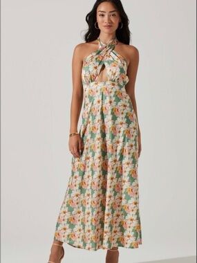 knee length dresses for ladies Sarina Linen-Blend Floral Maxi Dress main image 1